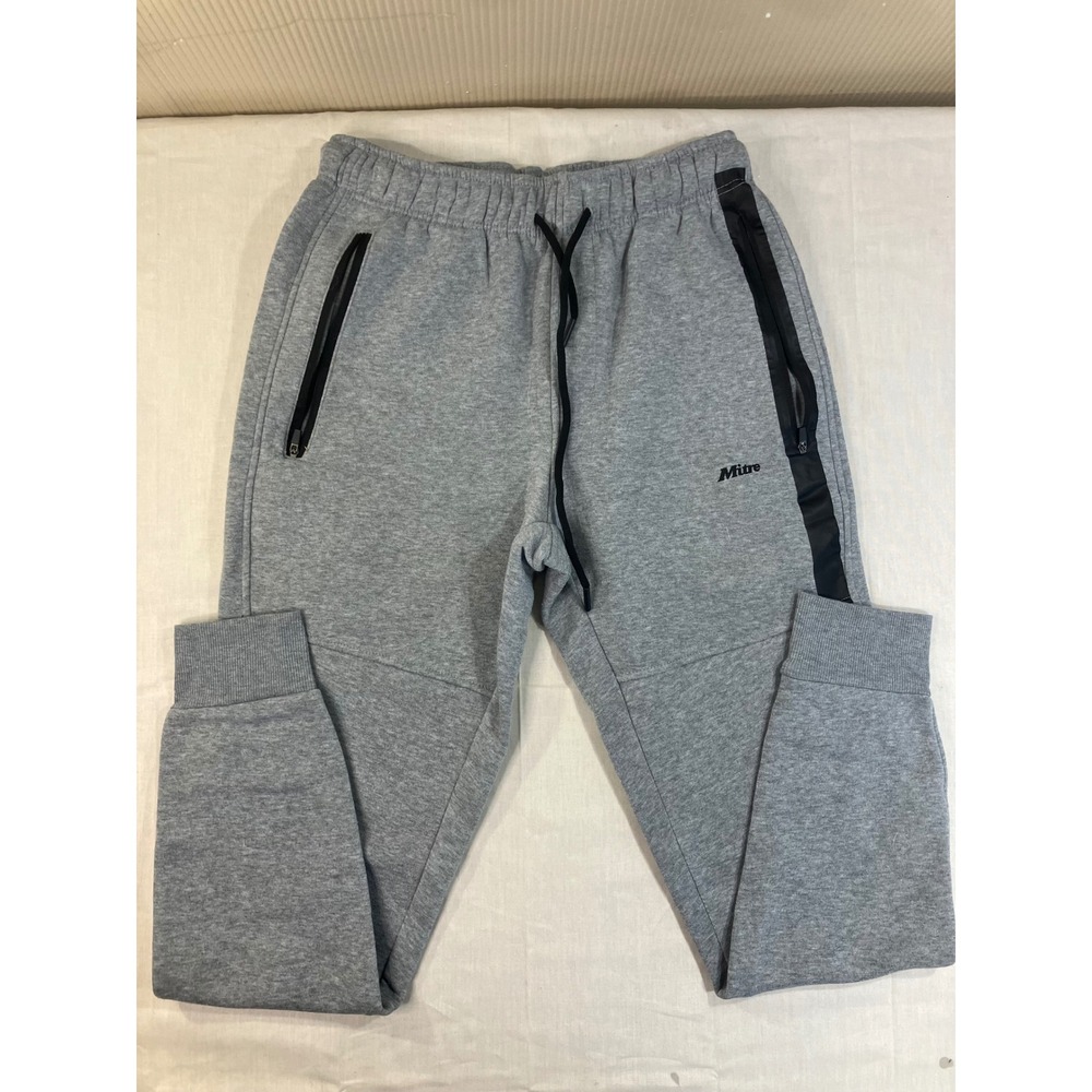 Mitre Mens Heather Gray Fleece Lined Tapered Joggers Size Small‎ RN 59786